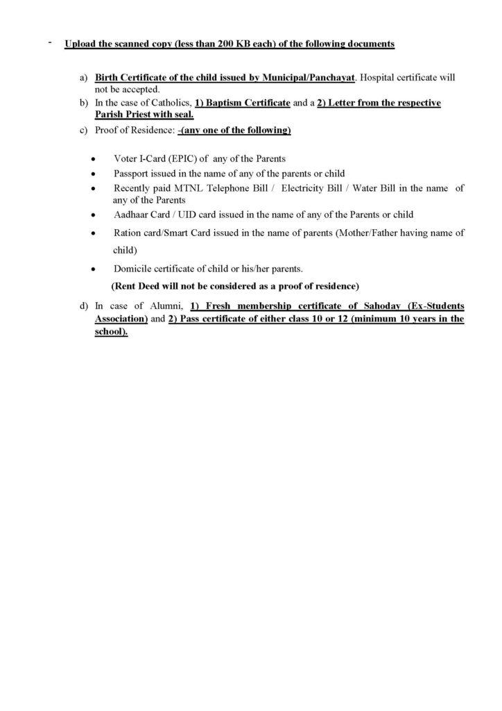 admission rules for class 1